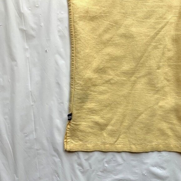Nautica Linen Blend Shirt‎ Mens XL Button Up Short Sleeve Pocket Summer Yellow - Picture 6 of 12